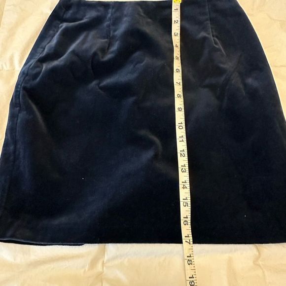 Vintage Hugo Buscati Women's mini Skirt Velvet navy blue vtg sz 8 back slit - Picture 8 of 10